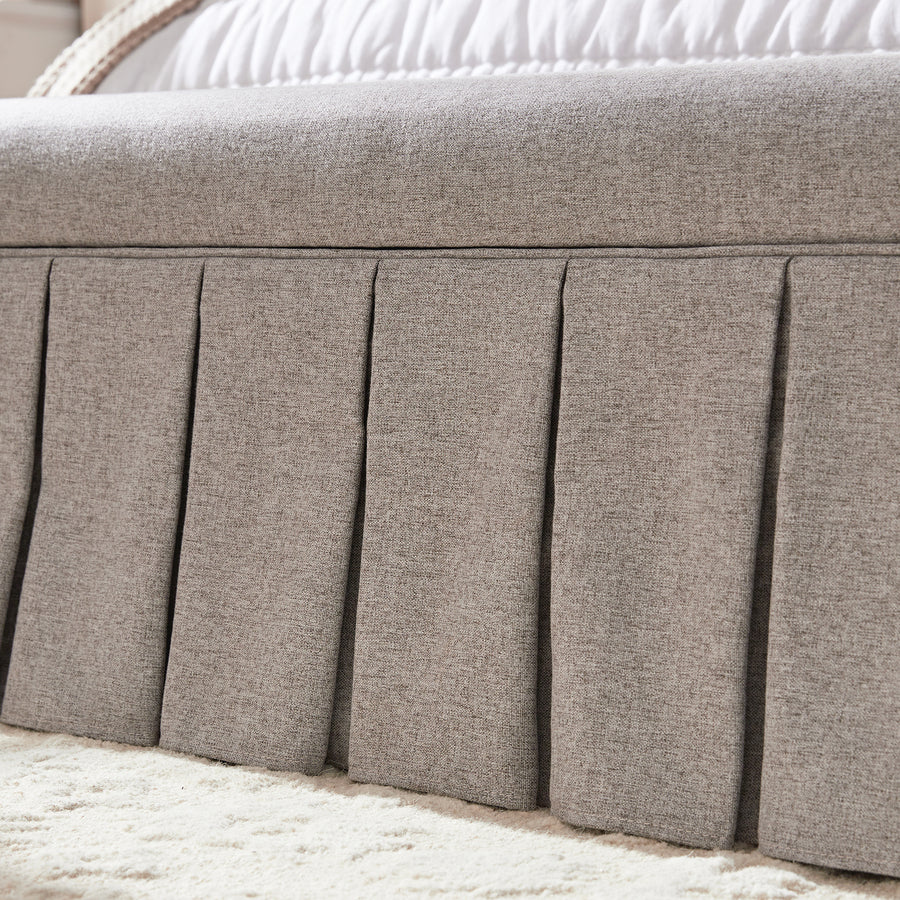Egerton Box - Pleat Storage Bench, Stone Brushed Fabric - daals
