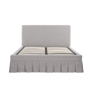 Egerton Box-Pleat Ottoman Storage Bed, Stone Brushed Fabric