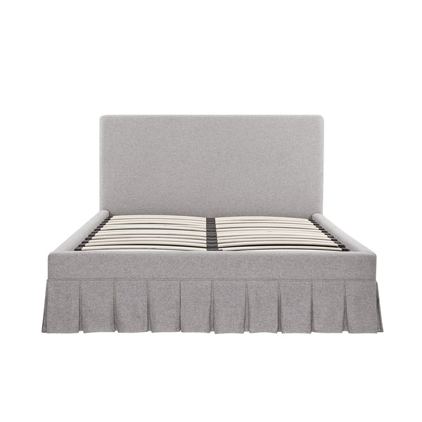 Egerton Box-Pleat Ottoman Storage Bed, Stone Brushed Fabric