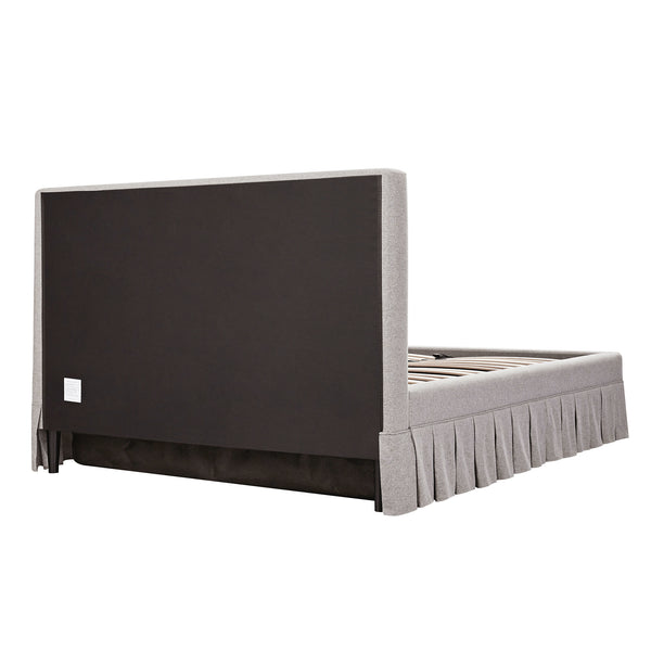 Egerton Box-Pleat Ottoman Storage Bed, Stone Brushed Fabric