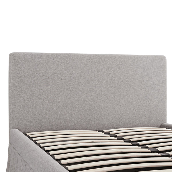 Egerton Box-Pleat Ottoman Storage Bed, Stone Brushed Fabric