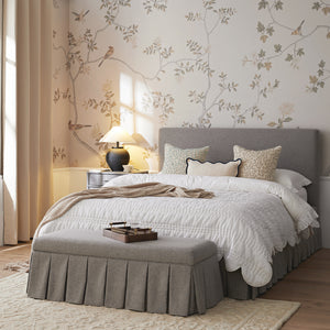 Egerton Box-Pleat Ottoman Storage Bed, Stone Brushed Fabric