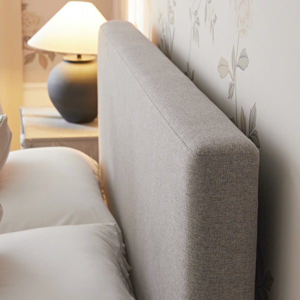 Egerton Box-Pleat Ottoman Storage Bed, Stone Brushed Fabric