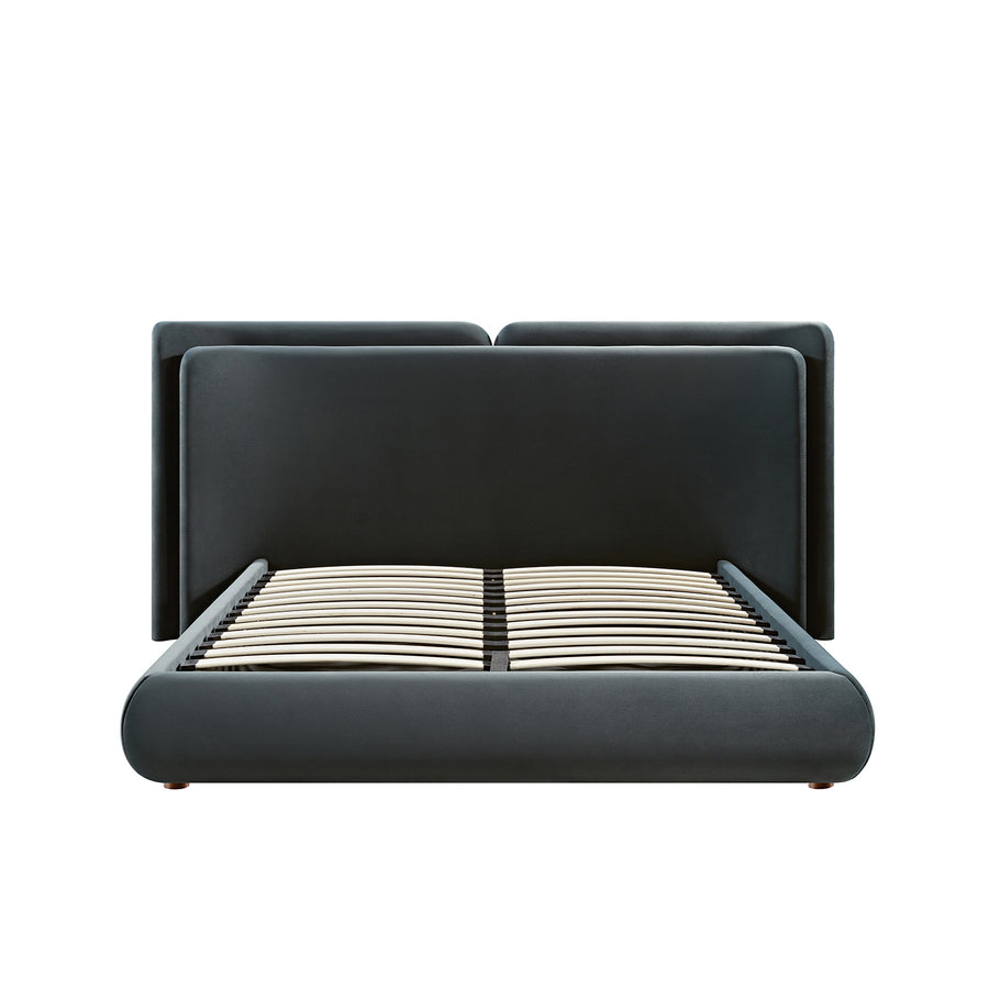 Jolene Layered Wingback Storage Bed, Aegean Blue Velvet