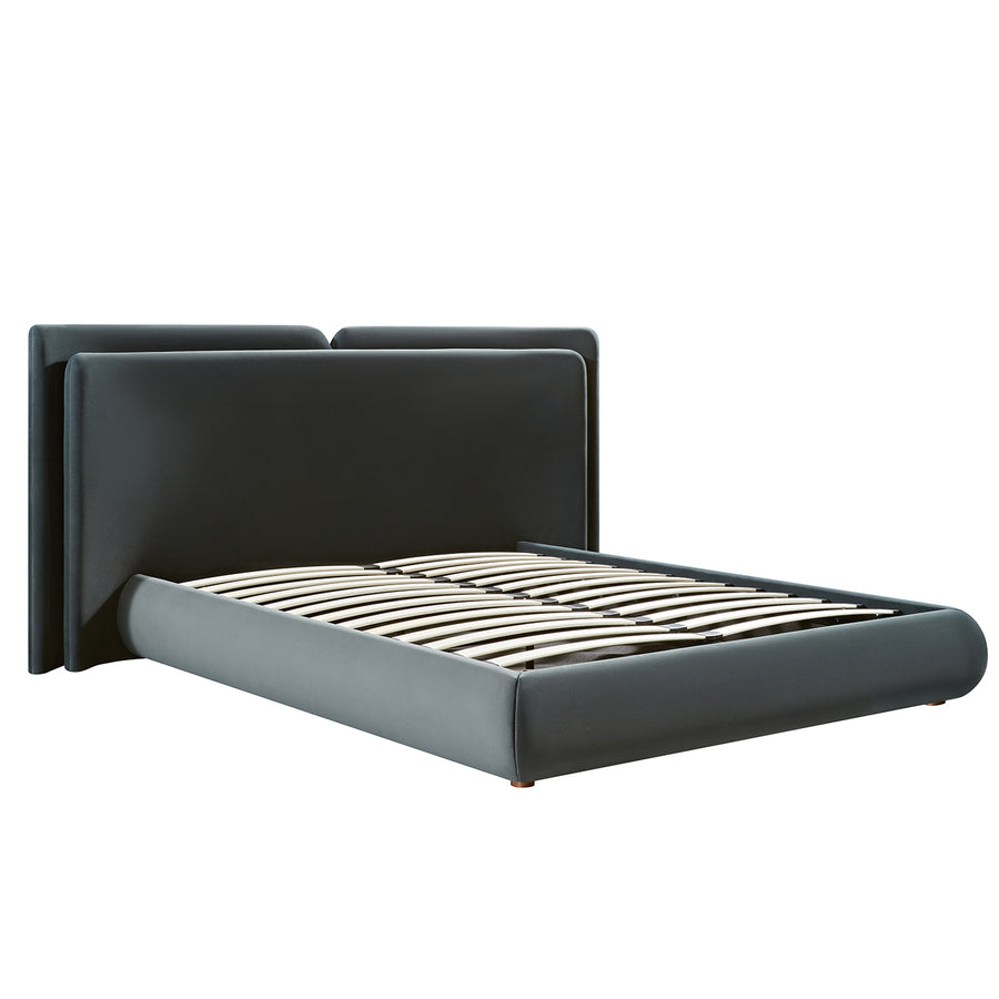 Jolene Layered Wingback Storage Bed, Aegean Blue Velvet