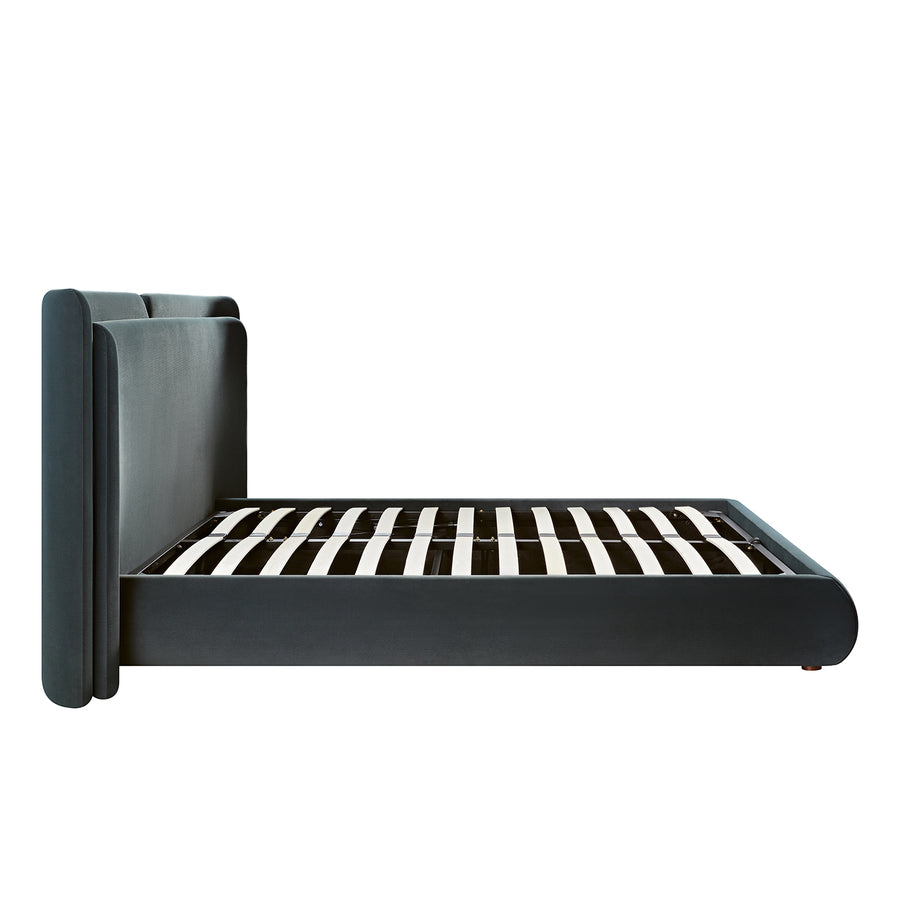 Jolene Layered Wingback Storage Bed, Aegean Blue Velvet