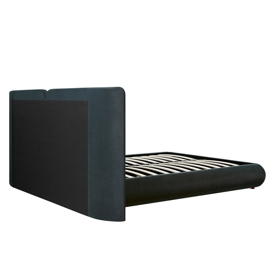 Jolene Layered Wingback Storage Bed, Aegean Blue Velvet