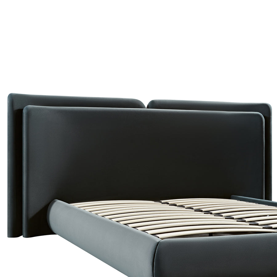 Jolene Layered Wingback Storage Bed, Aegean Blue Velvet