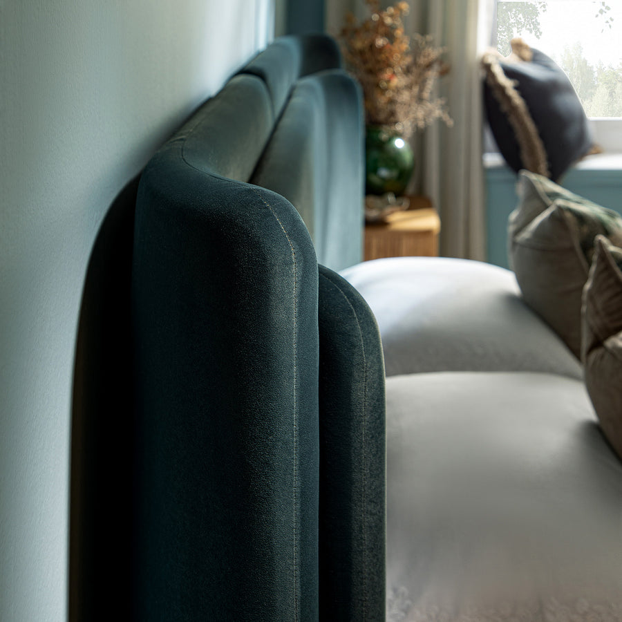 Jolene Layered Wingback Storage Bed, Aegean Blue Velvet