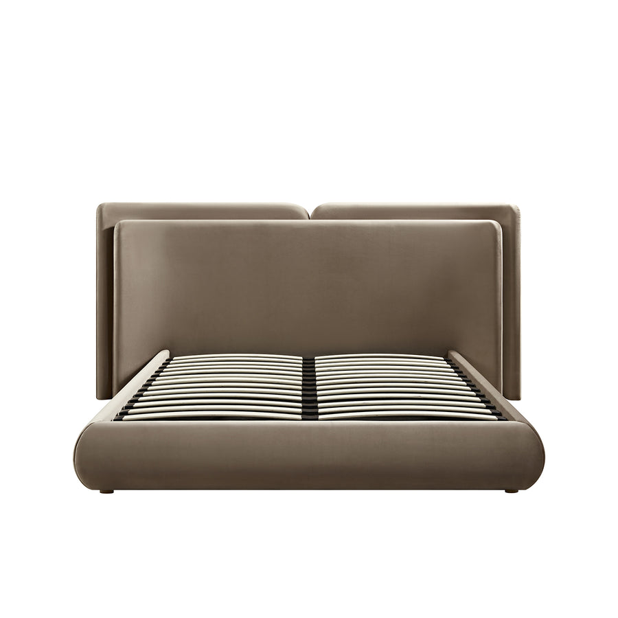 Jolene Layered Wingback Storage Bed, Taupe Velvet