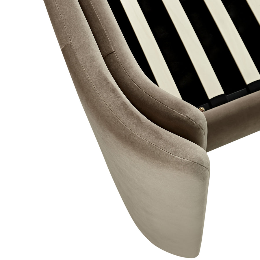 Jolene Layered Wingback Storage Bed, Taupe Velvet