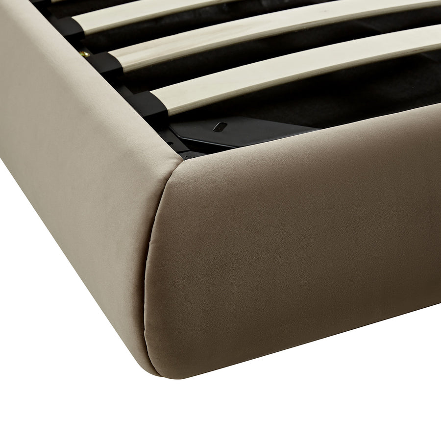 Jolene Layered Wingback Storage Bed, Taupe Velvet