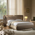 Jolene Layered Wingback Storage Bed, Taupe Velvet