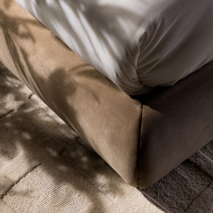 Jolene Layered Wingback Storage Bed, Taupe Velvet