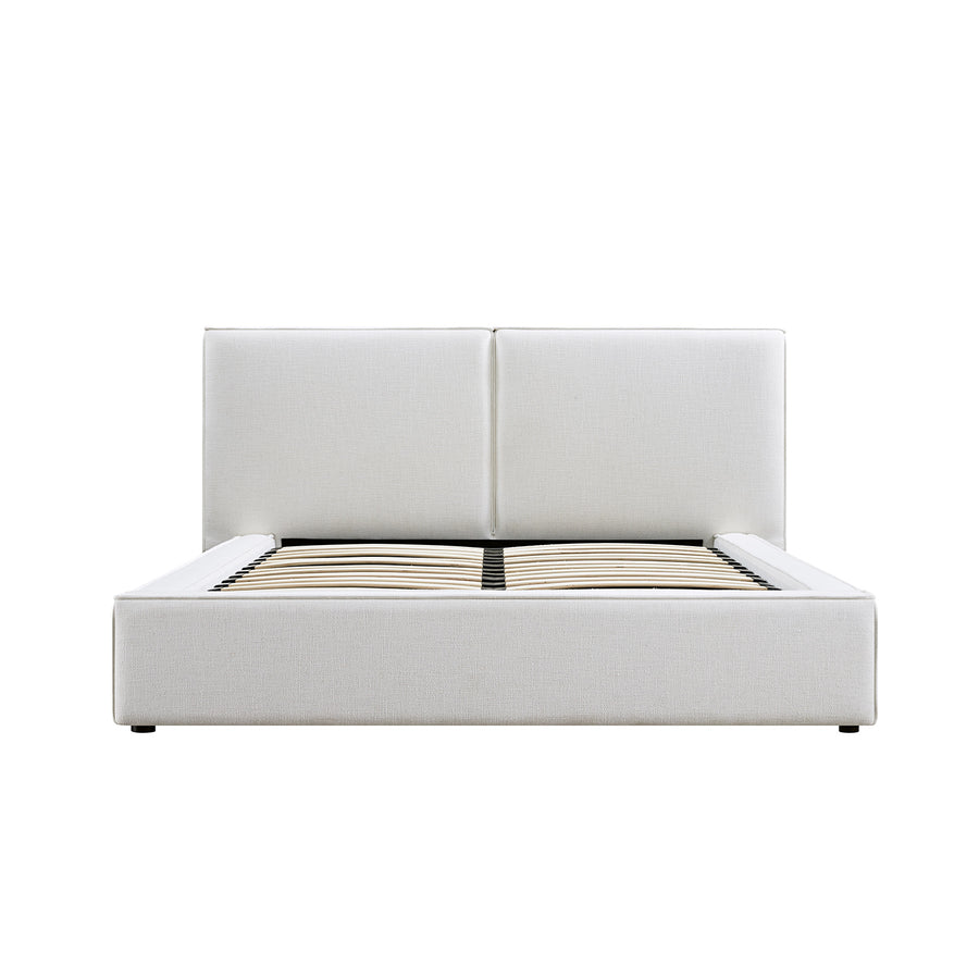 Claudine Ottoman Storage Bed, Beige Linen - daals