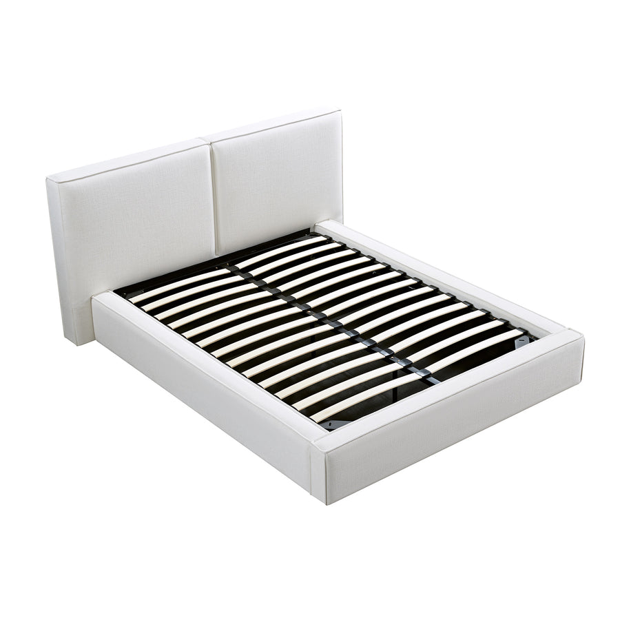 Claudine Ottoman Storage Bed, Beige Linen - daals