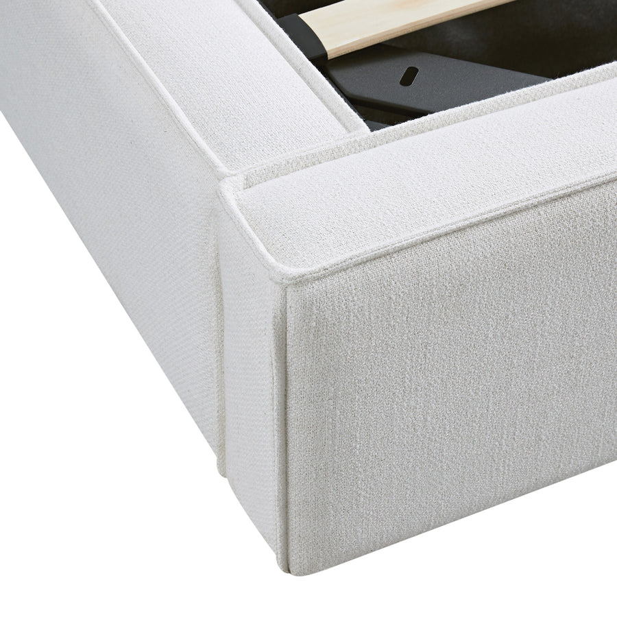 Claudine Ottoman Storage Bed, Beige Linen - daals