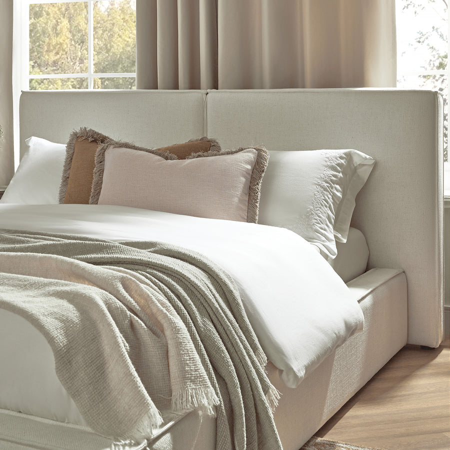 Claudine Ottoman Storage Bed, Beige Linen - daals