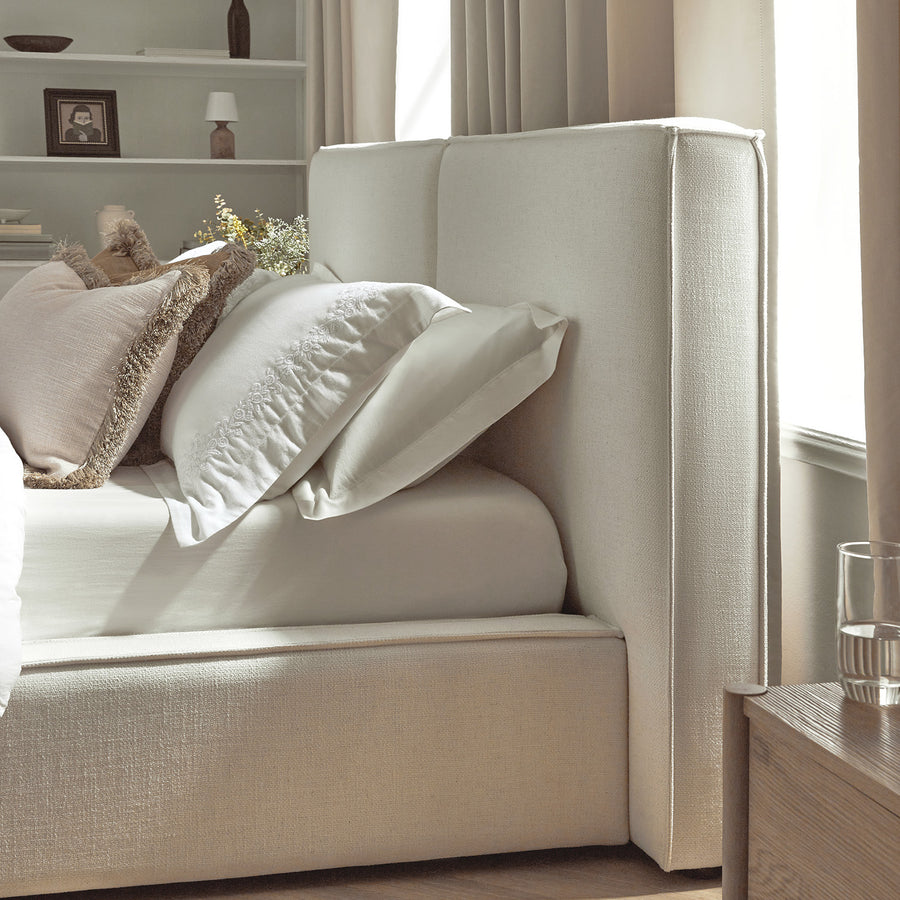 Claudine Ottoman Storage Bed, Beige Linen - daals