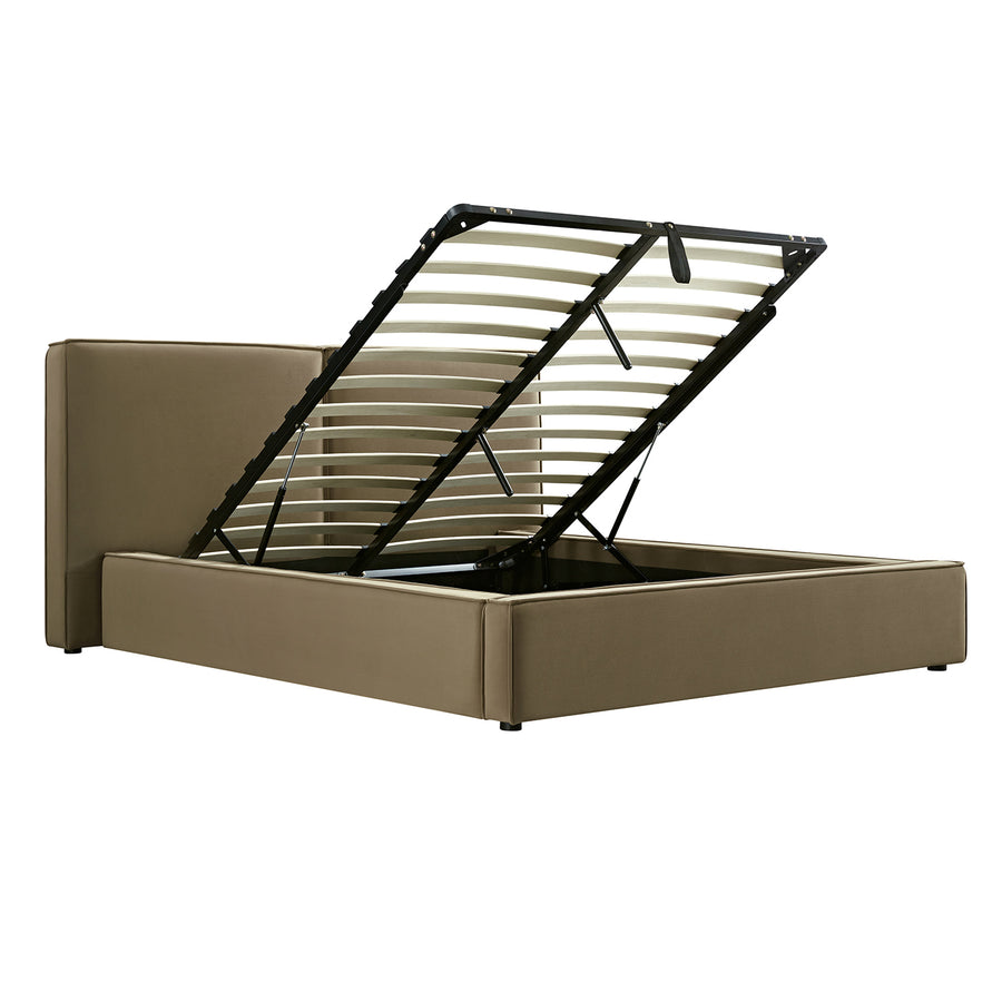 Claudine Ottoman Storage Bed, Hazelnut Velvet - daals
