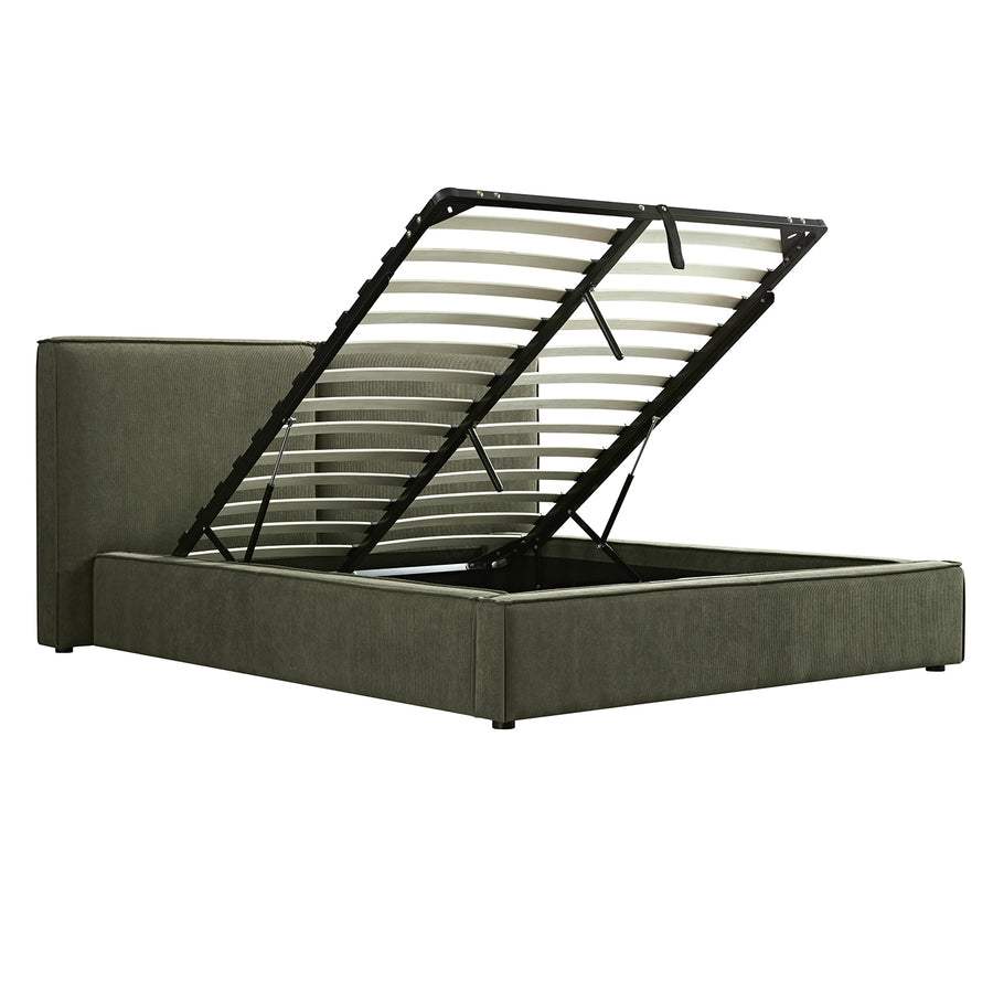 Claudine Ottoman Storage Bed, Moss Green Corduroy - daals
