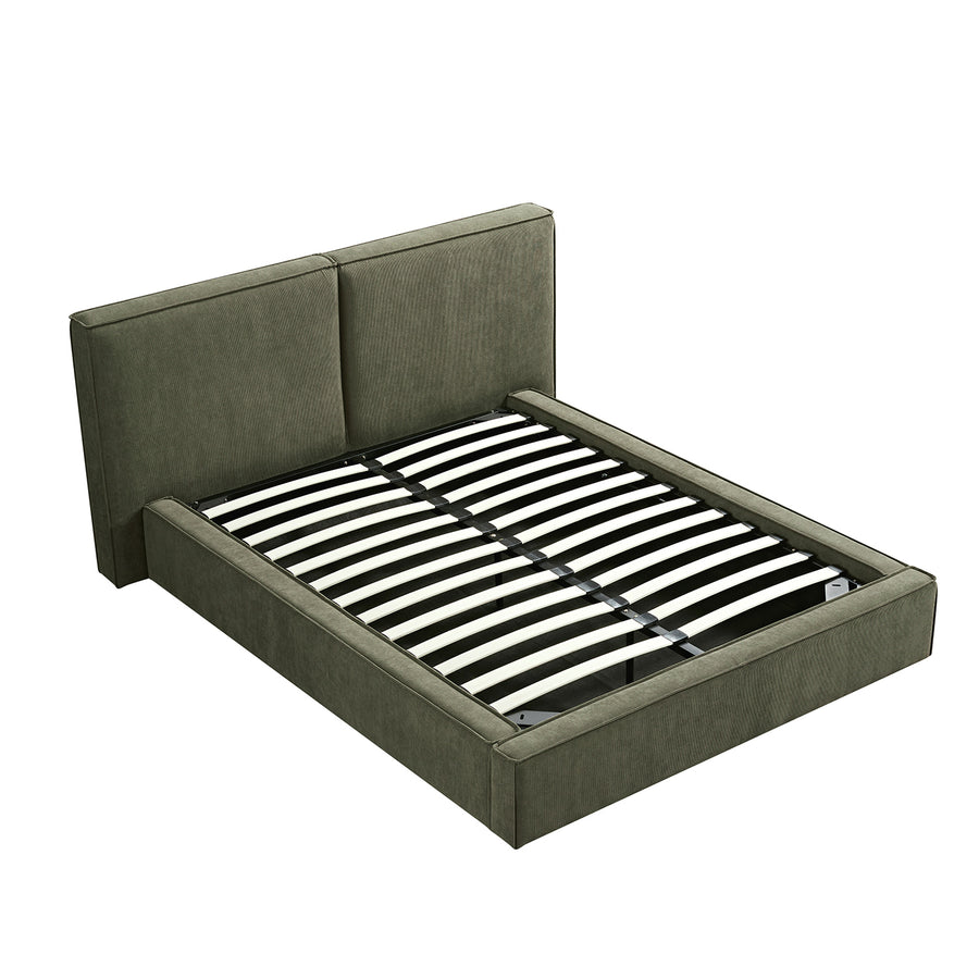 Claudine Ottoman Storage Bed, Moss Green Corduroy - daals