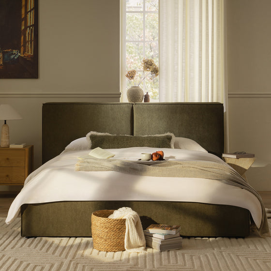 Claudine Ottoman Storage Bed, Moss Green Corduroy
