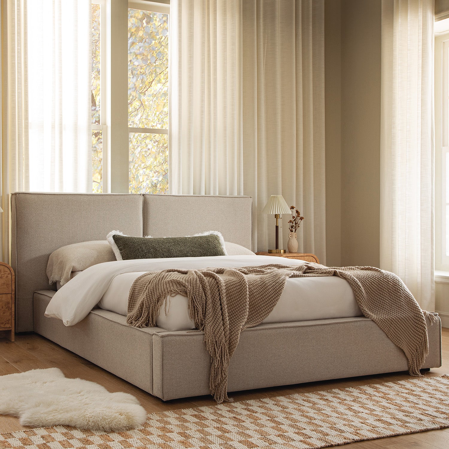 Claudine Ottoman Storage Bed, Oatmeal Weave - daals