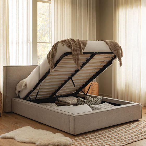 Claudine Ottoman Storage Bed, Oatmeal Weave