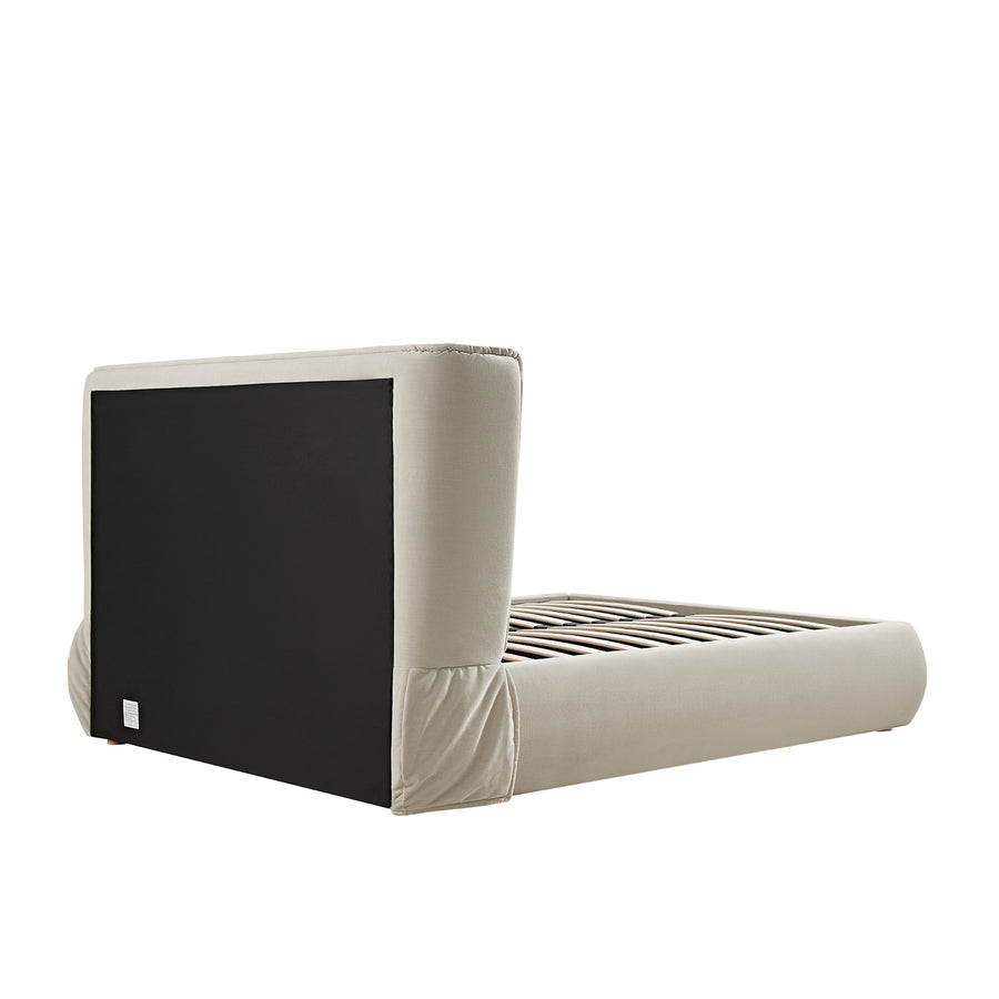 Astrid Ruched Wingback Bed, Ivory Chenille