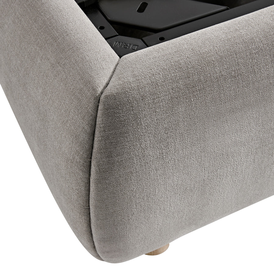 Astrid Ruched Wingback Bed, Soft Grey Chenille