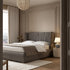 Astrid Ruched Wingback Bed, Soft Grey Chenille