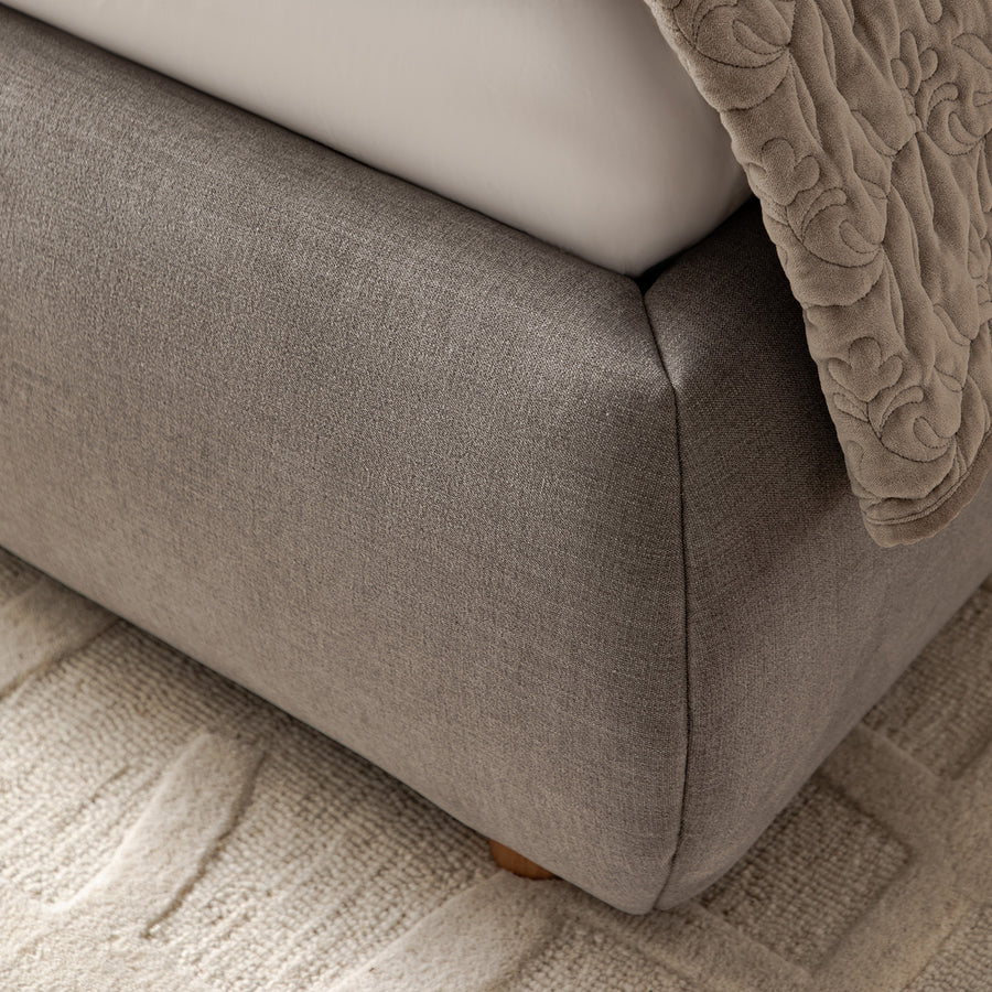 Astrid Ruched Wingback Bed, Soft Grey Chenille