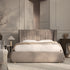 Astrid Ruched Wingback Bed, Oatmeal Chenille