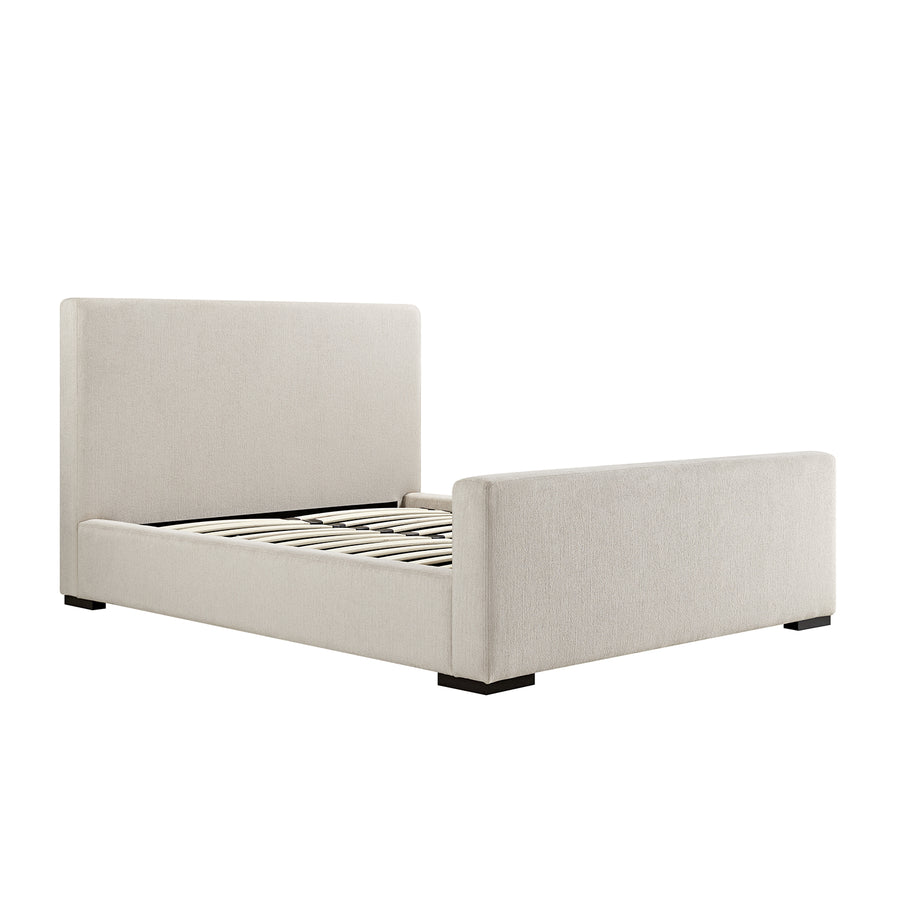 Antoine Side-Opening Ottoman Storage Bed, Soft Beige Chenille