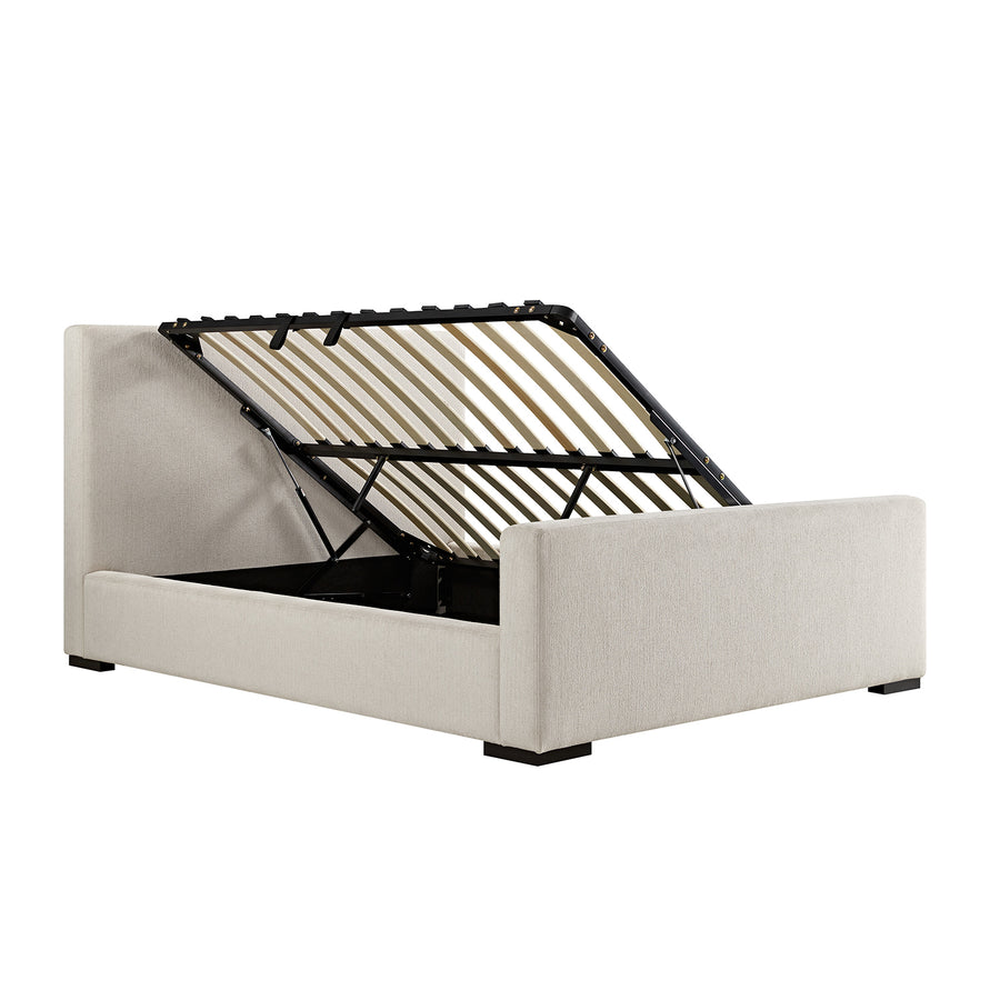Antoine Side-Opening Ottoman Storage Bed, Soft Beige Chenille
