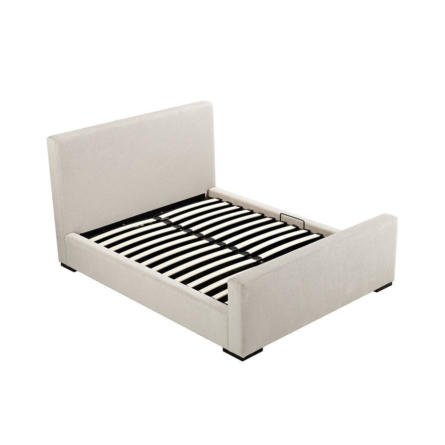 Antoine Side-Opening Ottoman Storage Bed, Soft Beige Chenille