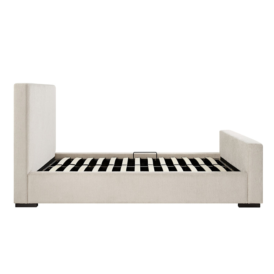 Antoine Side-Opening Ottoman Storage Bed, Soft Beige Chenille