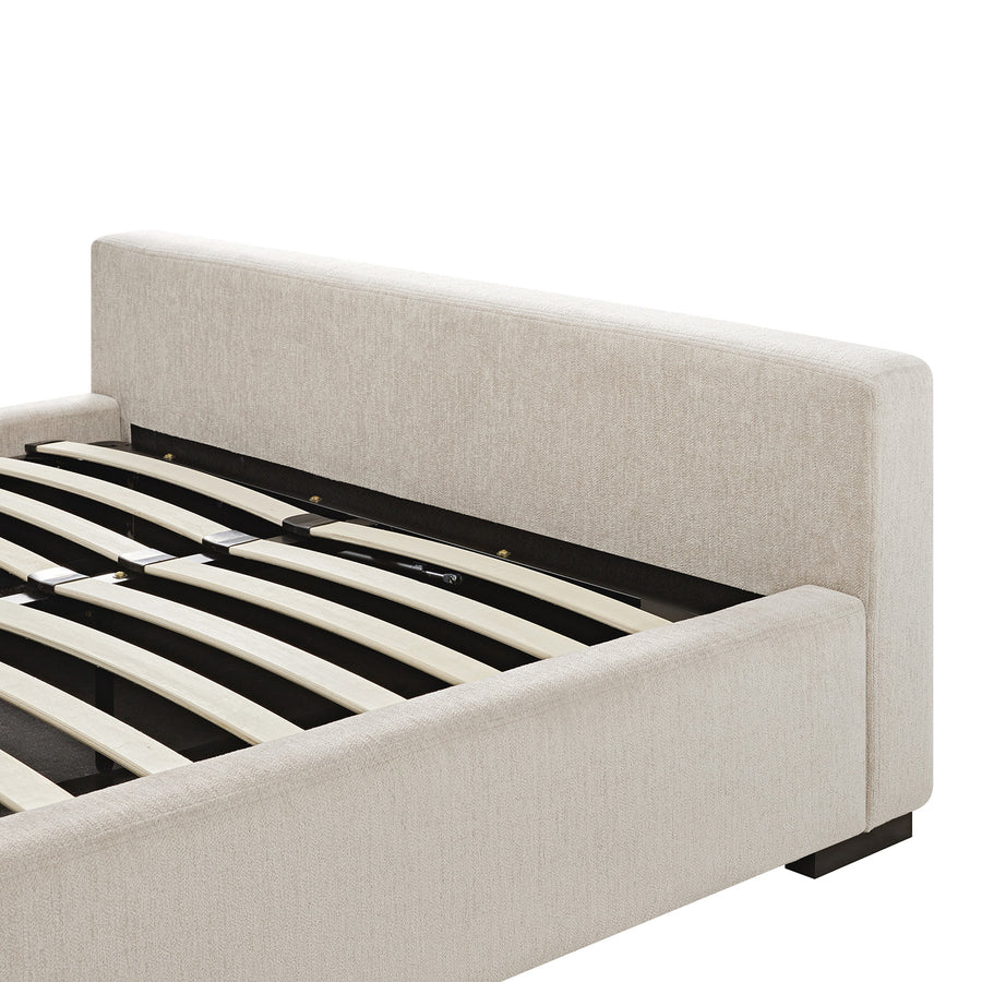 Antoine Side-Opening Ottoman Storage Bed, Soft Beige Chenille