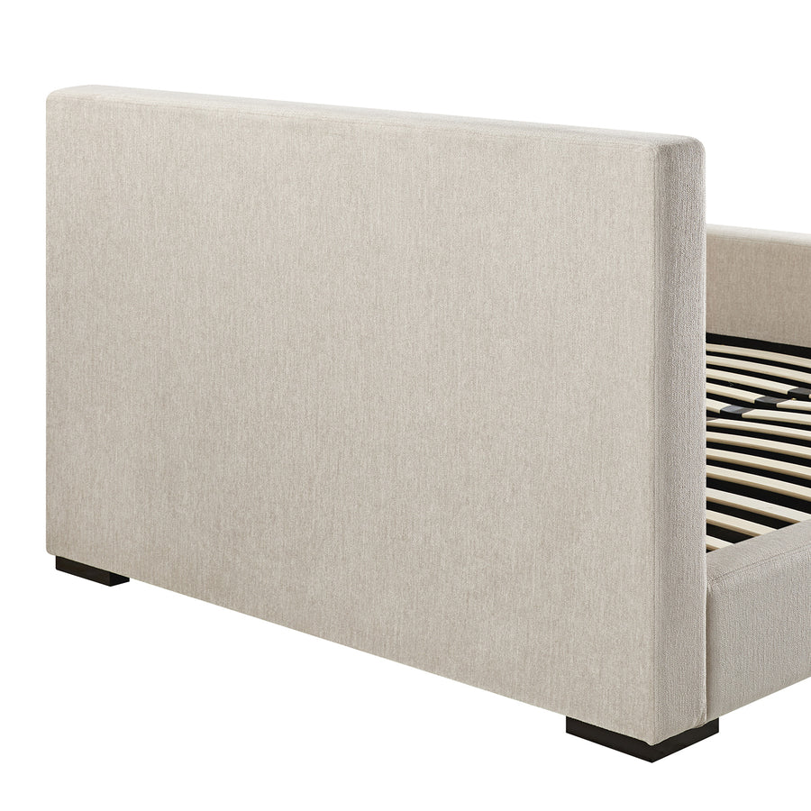 Antoine Side-Opening Ottoman Storage Bed, Soft Beige Chenille