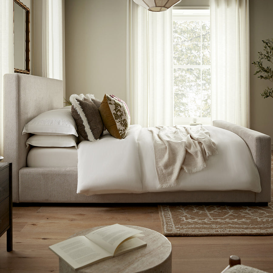 Antoine Side-Opening Ottoman Storage Bed, Soft Beige Chenille