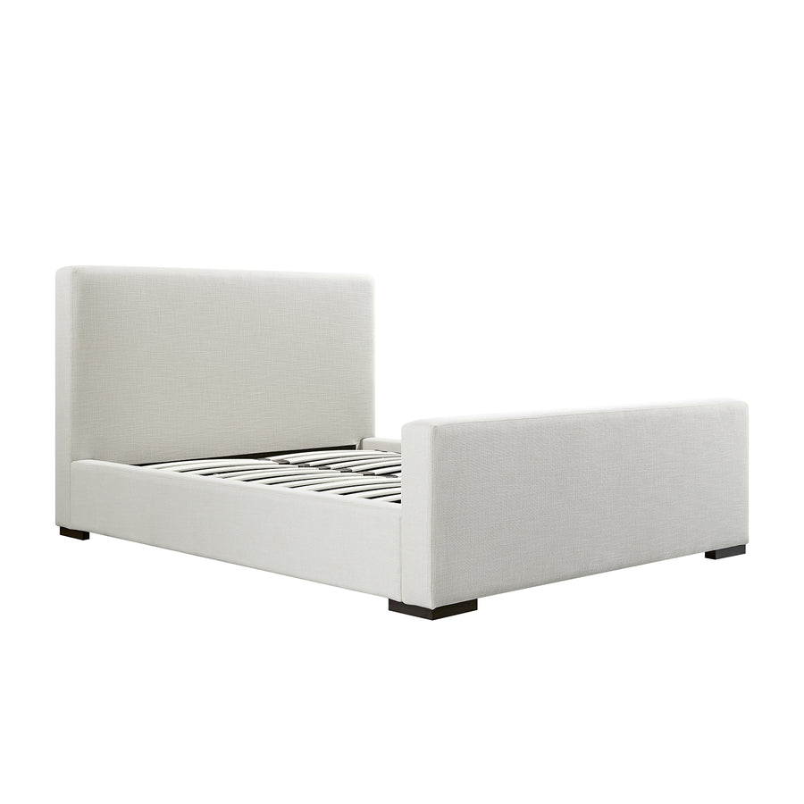 Antoine Side-Opening Ottoman Storage Bed, Ivory Linen Blend