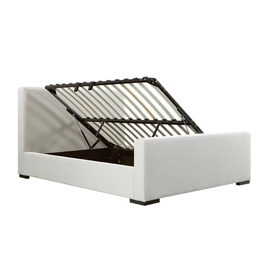 Antoine Side-Opening Ottoman Storage Bed, Ivory Linen Blend