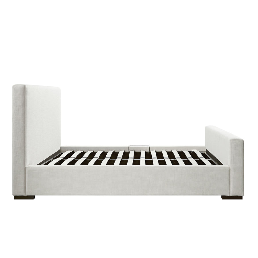 Antoine Side-Opening Ottoman Storage Bed, Ivory Linen Blend
