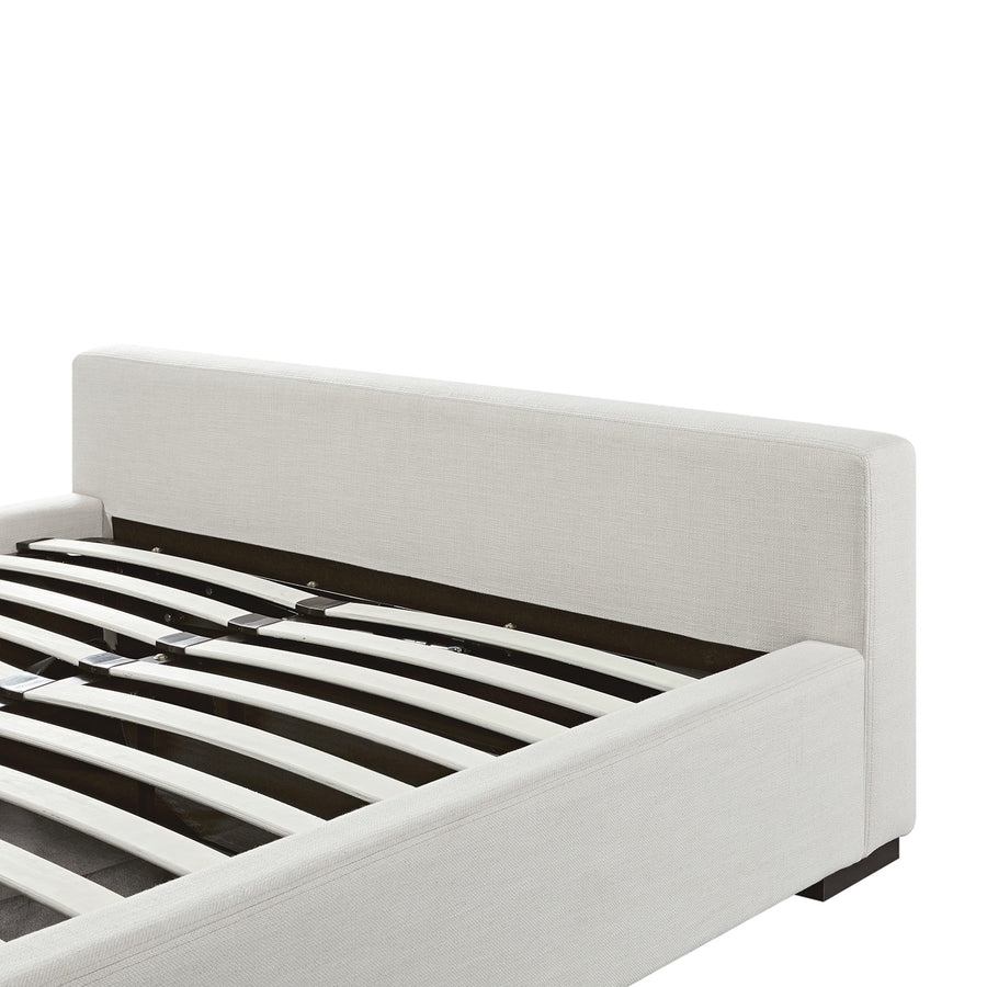 Antoine Side-Opening Ottoman Storage Bed, Ivory Linen Blend