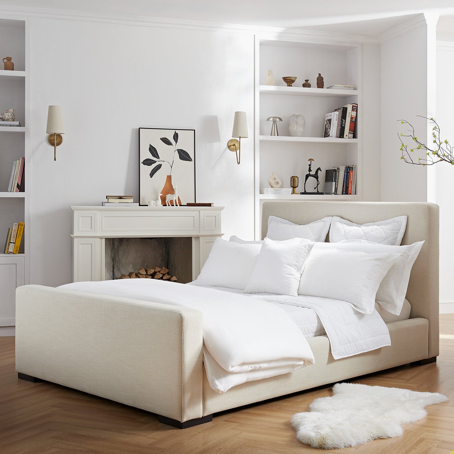 Antoine Side-Opening Ottoman Storage Bed, Ivory Linen Blend - daals