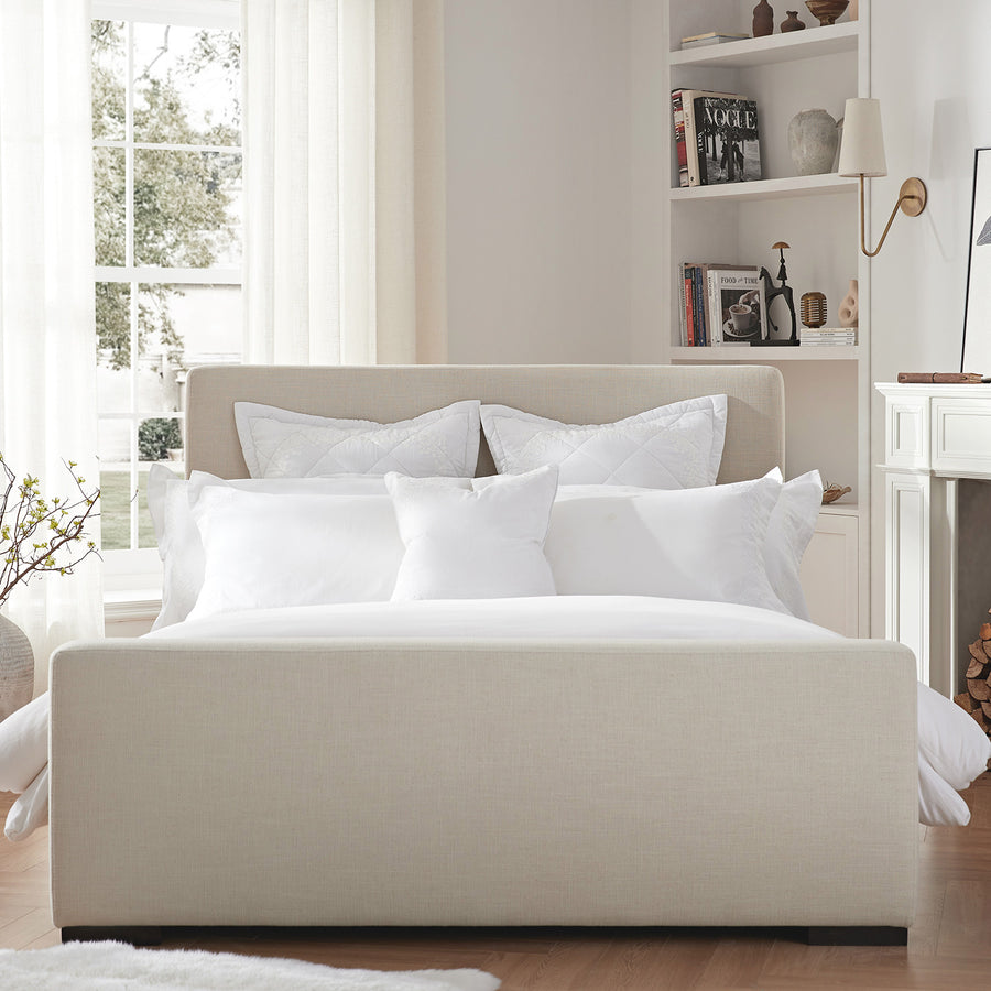 Antoine Side-Opening Ottoman Storage Bed, Ivory Linen Blend