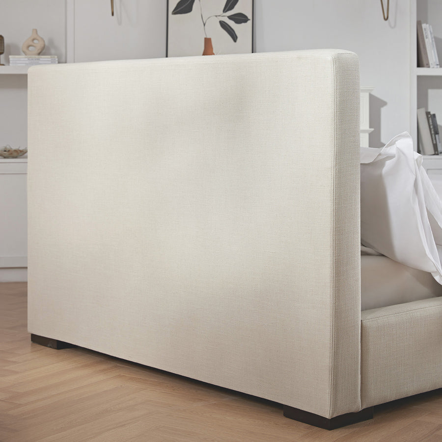 Antoine Side-Opening Ottoman Storage Bed, Ivory Linen Blend