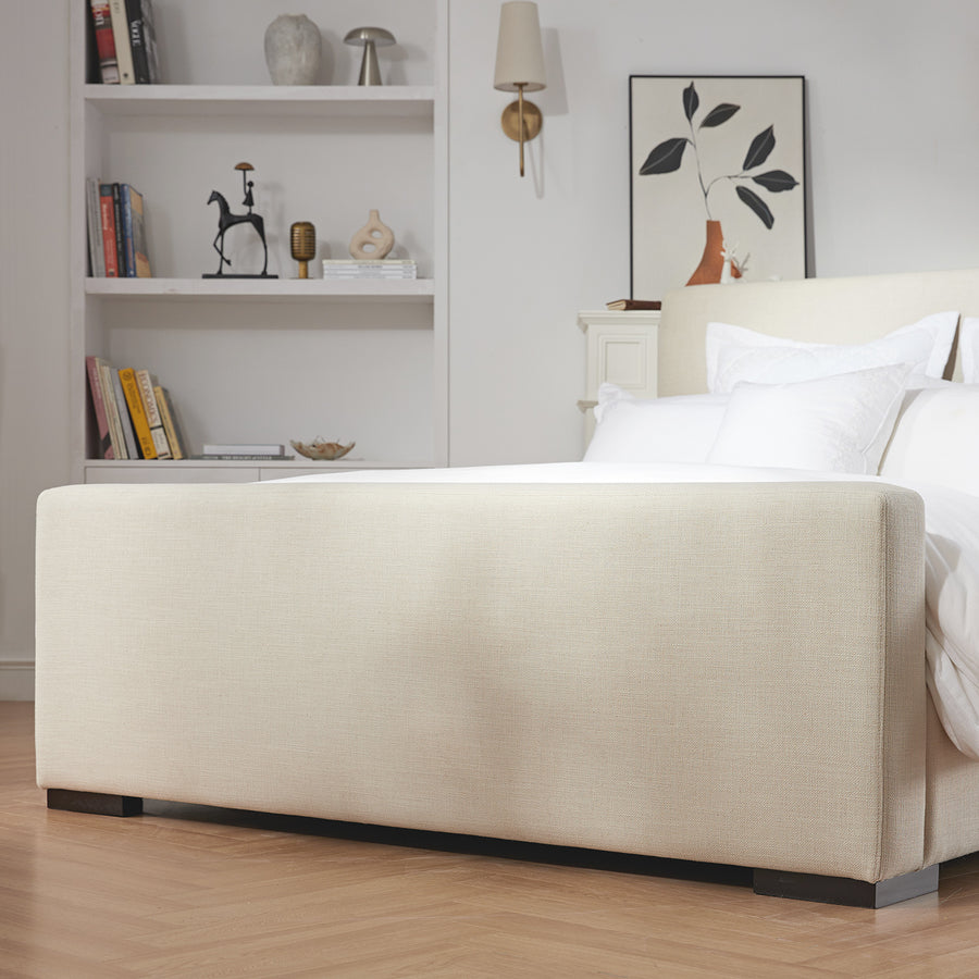 Antoine Side-Opening Ottoman Storage Bed, Ivory Linen Blend
