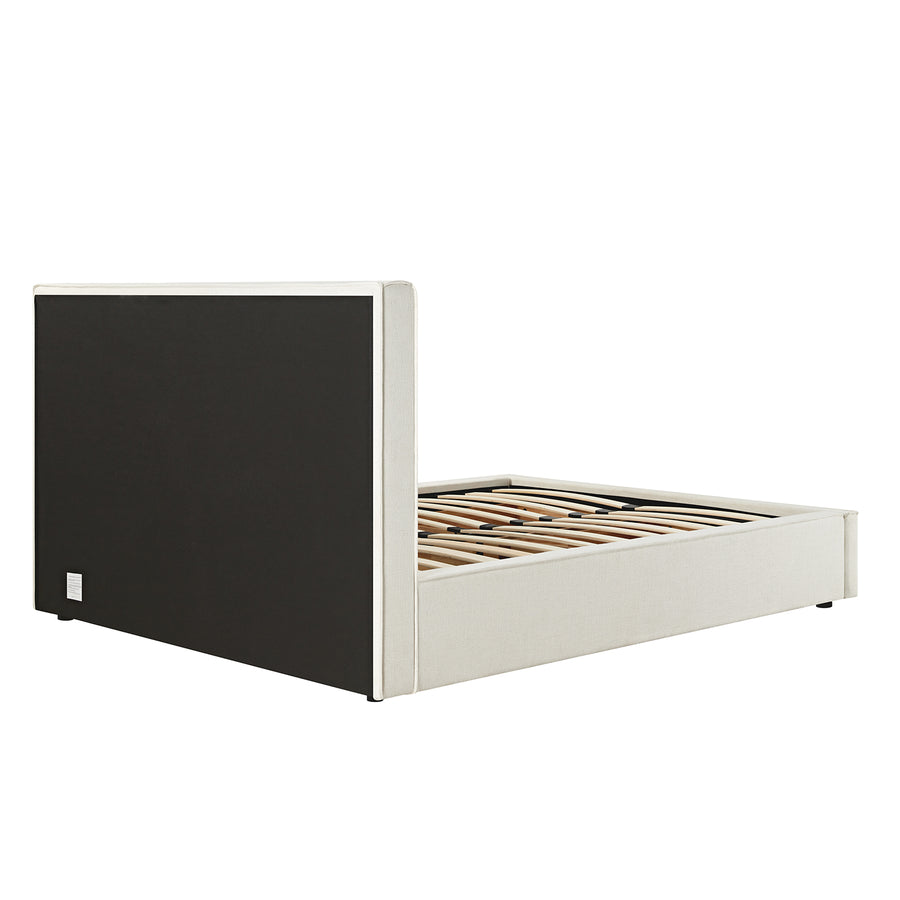 Forte Drawer Storage Bed, Beige Linen Blend
